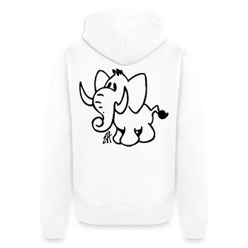 Elephant - Unisex Premium Organic Zip Hoodie - white - Back - Thijin (182cm)