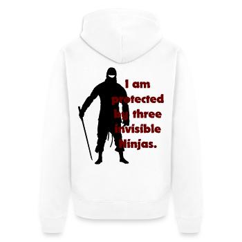 I am protected by three invisible ninjas - Unisex Premium Organic Zip Hoodie - white - Back - Thijin (182cm)