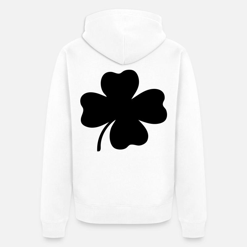 Vierblättriges Kleeblatt - Unisex Premium Bio Zip Hoodie - Weiß