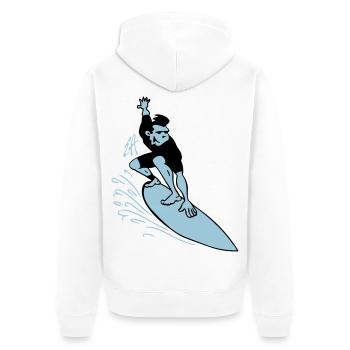 Surfer - Unisex Premium Bio Zip Hoodie - Weiß - Hinten - Thijin (182cm)