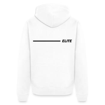 Elite Schriftzug Linie Schwarz - Unisex Premium Bio Zip Hoodie - Weiß - Hinten - Thijin (182cm)