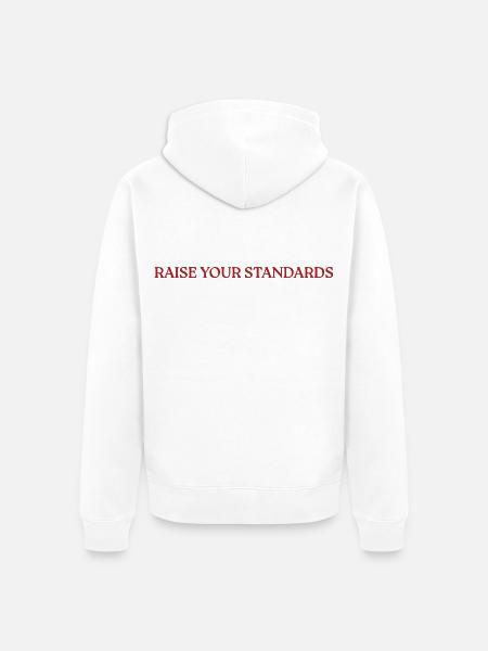 Raise Your Standards - Unisex Premium Bio Zip Hoodie - Weiß