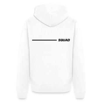 Squad Schriftzug Linie Schwarz - Unisex Premium Bio Zip Hoodie - Weiß - Hinten - Thijin (182cm)