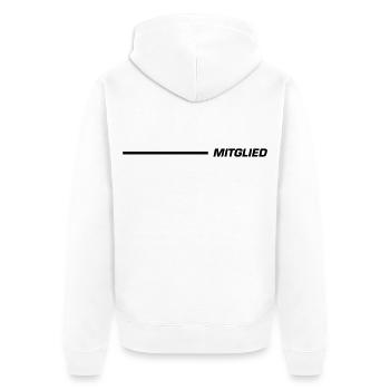 Mitglied Schriftzug Linie Schwarz - Unisex Premium Bio Zip Hoodie - Weiß - Hinten - Thijin (182cm)