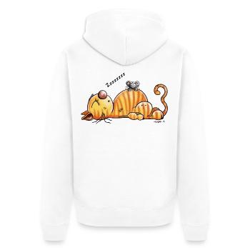 Schnarchende Katze und Maus - Comic - Fun - Unisex Premium Bio Zip Hoodie - Weiß - Hinten - Thijin (182cm)