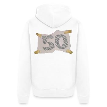 50e anniversaire - Veste à capuche bio Premium Unisexe - blanc - Dos - Thijin (182cm)