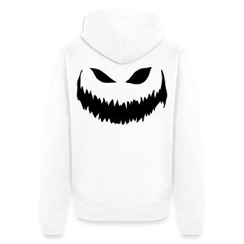 Halloween - Pumpkin Face - Unisex Premium Organic Zip Hoodie - white - Back - Thijin (182cm)