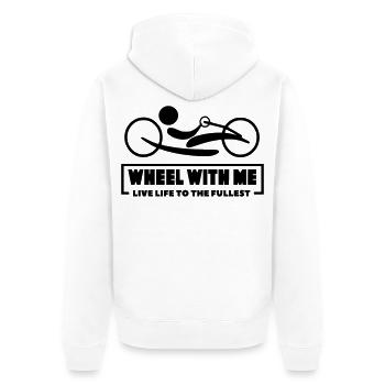 Roule avec moi avec mon handbike en fauteuil roulant * - Veste à capuche bio Premium Unisexe - blanc - Dos - Thijin (182cm)