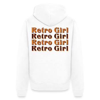 Retro Girl – 70s Vintage Style - Unisex Premium Bio Zip Hoodie - Weiß - Hinten - Thijin (182cm)