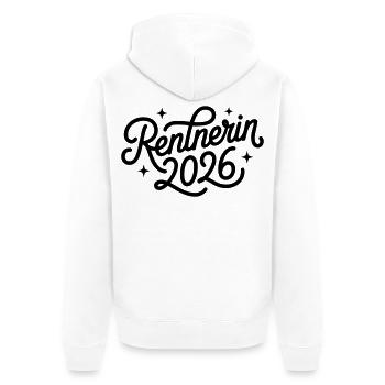 Rentnerin 2026 - Unisex Premium Bio Zip Hoodie - Weiß - Hinten - Thijin (182cm)