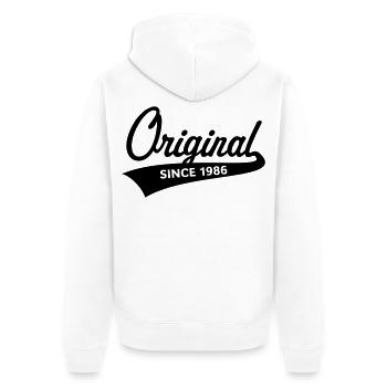 Original depuis 1986 (Année de naissance, Anniversaire / B) - Veste à capuche bio Premium Unisexe - blanc - Dos - Thijin (182cm)