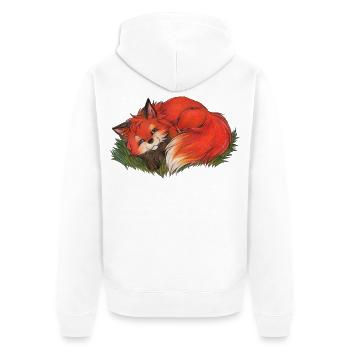 Süßer Fuchs Geschenk für Fuchsfan Jungen & Mädchen - Unisex Premium Bio Zip Hoodie - Weiß - Hinten - Thijin (182cm)