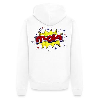 Hello - Unisex Premium Organic Zip Hoodie - white - Back - Thijin (182cm)