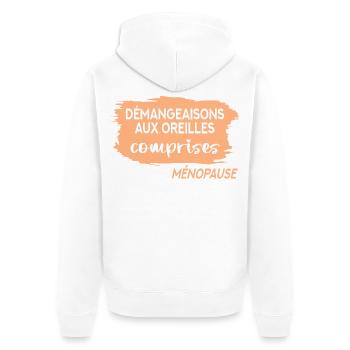 Démangeaisons Auriculaires Ménopause - Veste à capuche bio Premium Unisexe - blanc - Dos - Thijin (182cm)