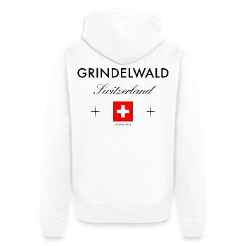 Grindelwald Schweiz Koordinaten Reise Souvenir - Unisex Premium Bio Zip Hoodie - Weiß - Hinten - Thijin (182cm)
