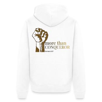Mehr als nur Eroberer - Unisex Premium Bio Zip Hoodie - Weiß - Hinten - Thijin (182cm)