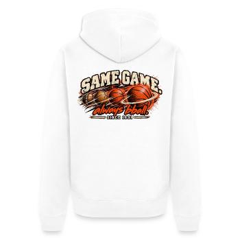 Basketball - Unisex Premium Bio Zip Hoodie - Weiß - Hinten - Thijin (182cm)
