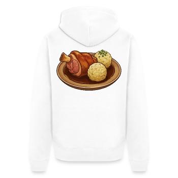 Schweinshaxe im Bratensud - Unisex Premium Bio Zip Hoodie - Weiß - Hinten - Thijin (182cm)