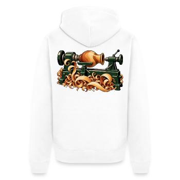 Vase nimmt Gestalt auf einer Drehbank an - Unisex Premium Bio Zip Hoodie - Weiß - Hinten - Thijin (182cm)