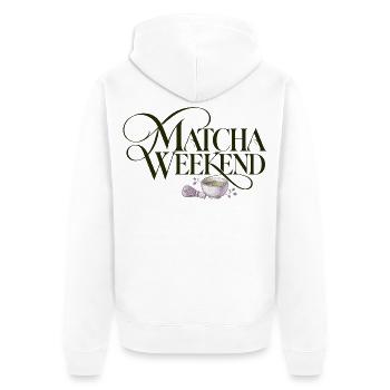Matcha Wochenende Matcha Weekend Design - Unisex Premium Bio Zip Hoodie - Weiß - Hinten - Thijin (182cm)