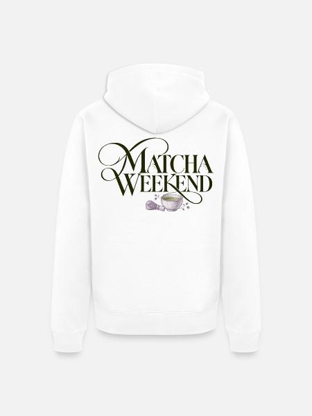 Matcha Wochenende Matcha Weekend Design - Unisex Premium Bio Zip Hoodie - Weiß