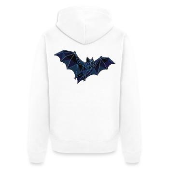 Fliegende Poly Stil Fledermaus - Unisex Premium Bio Zip Hoodie - Weiß - Hinten - Thijin (182cm)