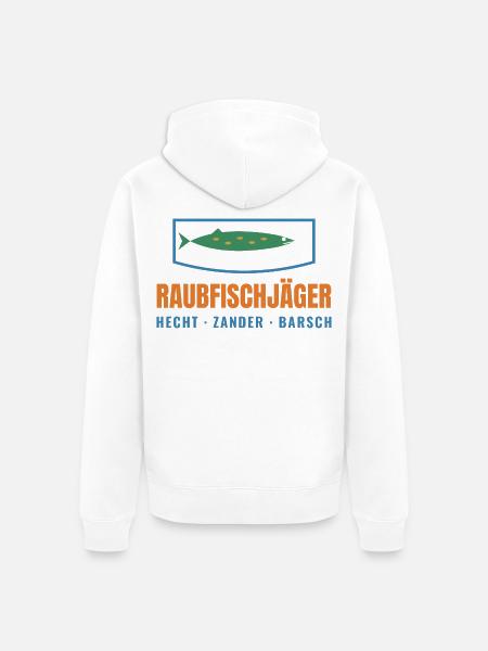 Raubfischjäger – Hecht Zander Barsch - Unisex Premium Bio Zip Hoodie - Weiß