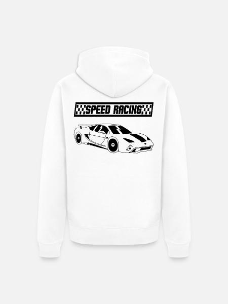 Minimalistischer Sportrennwagen - Unisex Premium Bio Zip Hoodie - Weiß
