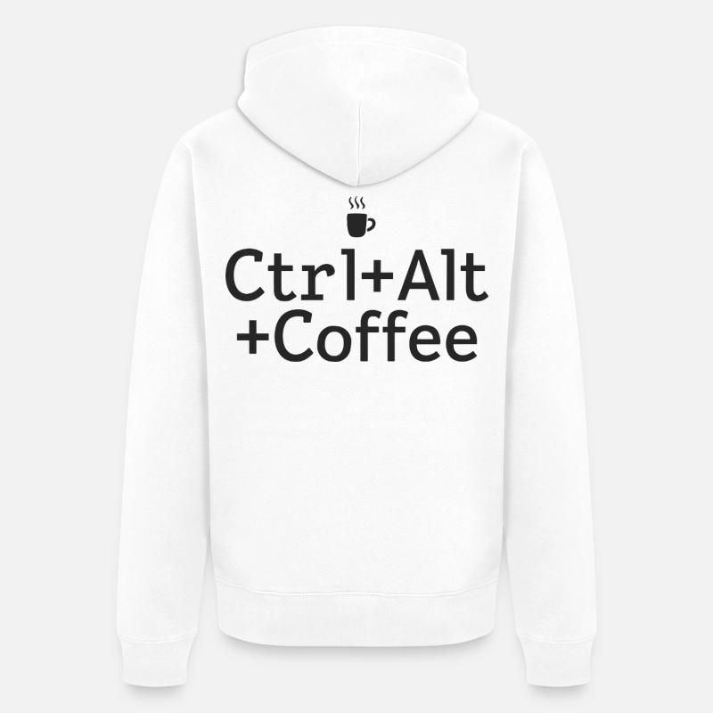 Kaffee-pause Ctrl-Alt-Café - Veste à capuche bio Premium Unisexe - blanc