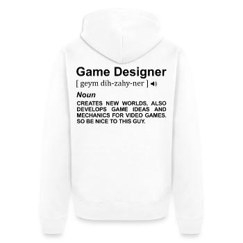 Game Designer Wörterbuch - Unisex Premium Bio Zip Hoodie - Weiß - Hinten - Thijin (182cm)