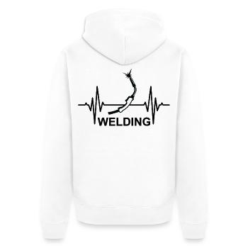 Welding, ECG, palpitations - Unisex Premium Organic Zip Hoodie - white - Back - Thijin (182cm)