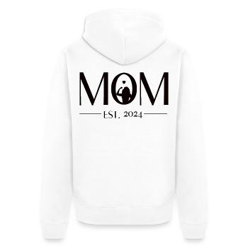 Mom to be - Mama est. 2024. Werdende Mutter - Unisex Premium Bio Zip Hoodie - Weiß - Hinten - Thijin (182cm)