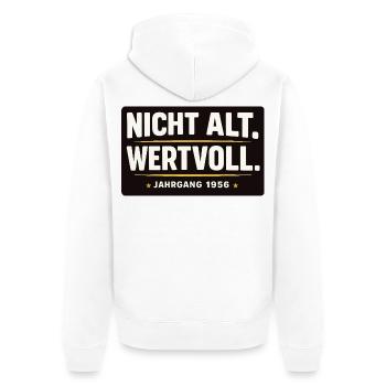 Not old. Valuable. Vintage 1956 Gift Shirt - Unisex Premium Organic Zip Hoodie - white - Back - Thijin (182cm)