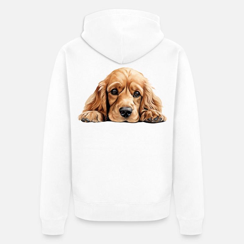 Chien Cocker Spaniel - Veste à capuche bio Premium Unisexe - blanc