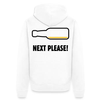 Suivant, s’il vous plaît ! (Bière / Bière / Pourrie 2C) - Veste à capuche bio Premium Unisexe - blanc - Dos - Thijin (182cm)