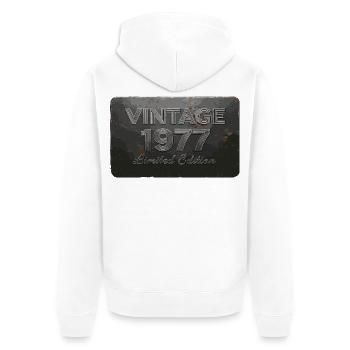 Vintage 1977 Limited Edition Birthday Retro - Unisex Premium Organic Zip Hoodie - white - Back - Thijin (182cm)