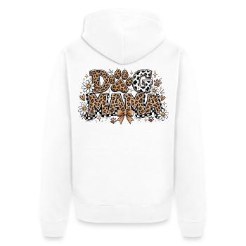 Dog Mom: Dog Mama Leopard Blumen Geschenk - Unisex Premium Bio Zip Hoodie - Weiß - Hinten - Thijin (182cm)