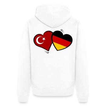 Türkei Deutschland Herzenflaggen - Unisex Premium Bio Zip Hoodie - Weiß - Hinten - Thijin (182cm)
