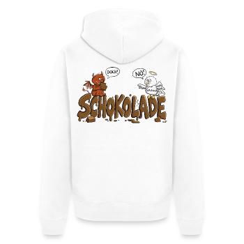 Schokolade Engelchen Teufelchen Nö Doch Naschkatze - Unisex Premium Bio Zip Hoodie - Weiß - Hinten - Thijin (182cm)