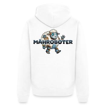 Mähroboter Cartoon Schaf - Unisex Premium Bio Zip Hoodie - Weiß - Hinten - Thijin (182cm)