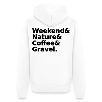 Weekend Nature Coffee Gravel - Unisex Premium Bio Zip Hoodie - Weiß - Hinten - Thijin (182cm)