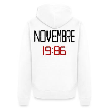 Geburtstag, November 1986 Französisch - Unisex Premium Bio Zip Hoodie - Weiß - Hinten - Thijin (182cm)