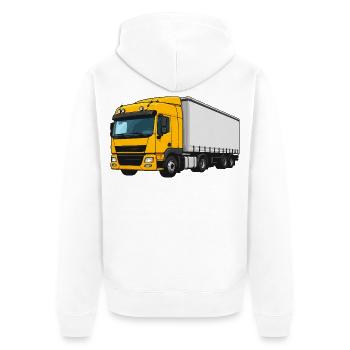 Gelber Lastwagen Illustration - Unisex Premium Bio Zip Hoodie - Weiß - Hinten - Thijin (182cm)