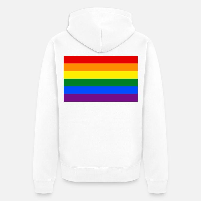 autocollant gay pride drapeau drapeau arc-en-ciel lgbt - Veste à capuche bio Premium Unisexe - blanc