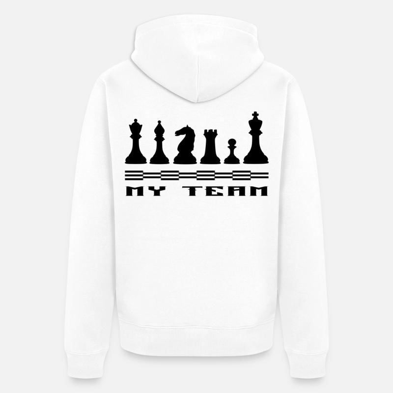 Échecs - Veste à capuche bio Premium Unisexe - blanc