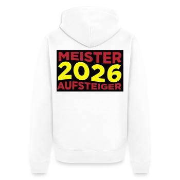 Meister und Aufsteiger 2026 - Unisex Premium Bio Zip Hoodie - Weiß - Hinten - Thijin (182cm)