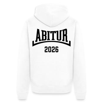 Abitur 2026 (Abiturient / Abi 26 / Konkav / B) - Unisex Premium Bio Zip Hoodie - Weiß - Hinten - Thijin (182cm)