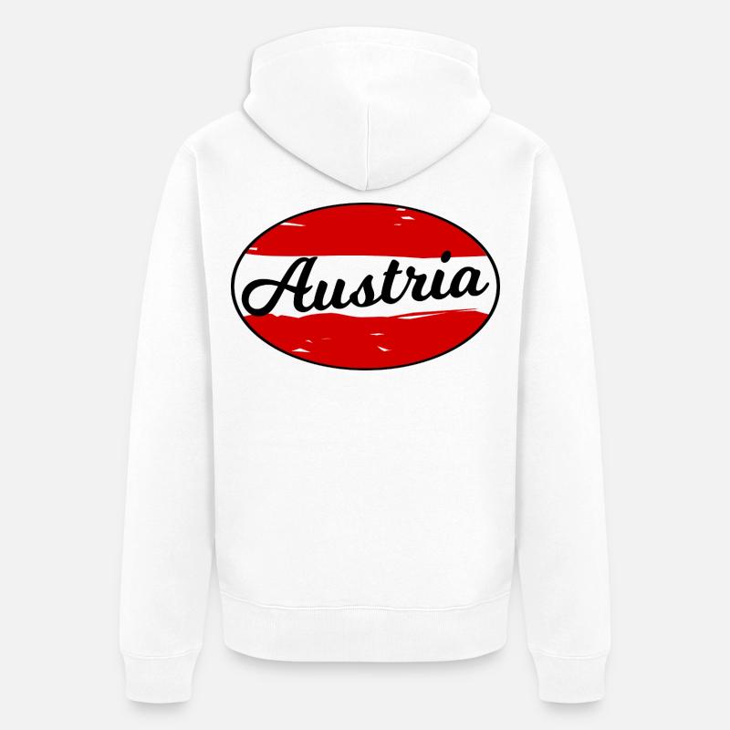 Austria Script Logo auf Rot - Unisex Premium Bio Zip Hoodie - Weiß