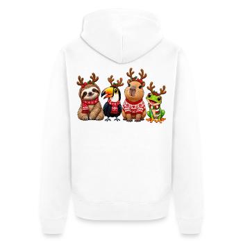 Lustige Weihnachtstiere mit Rentiergeweih - Unisex Premium Bio Zip Hoodie - Weiß - Hinten - Thijin (182cm)