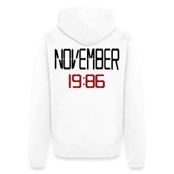 40. Geburtstag November 1986 - Unisex Premium Bio Zip Hoodie - Weiß - Hinten - Thijin (182cm)
